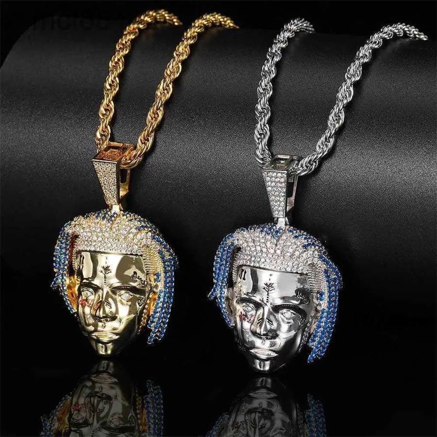 Hip Hop Singer Xxxtentacion Head Pendant Copper Set Zircon Trendsetter Personalized Hiphop Necklace