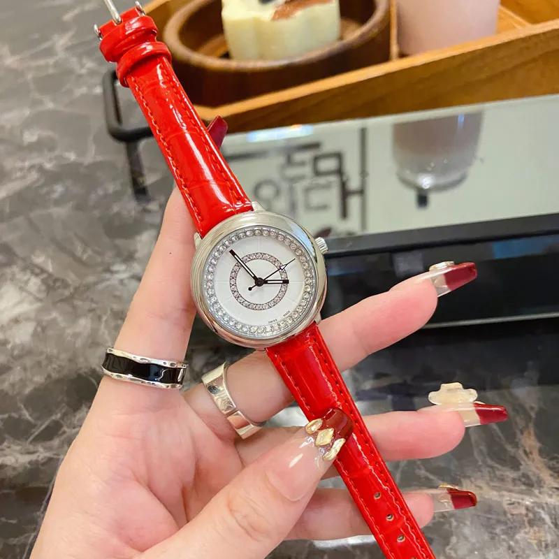 Diamond Bisel Womens Watch Top Brand Winches Diseñador de lujo Lady Lady Watches for Women Christmas Birthday Valentine's Day Regalo Correa de cuero de alta calidad