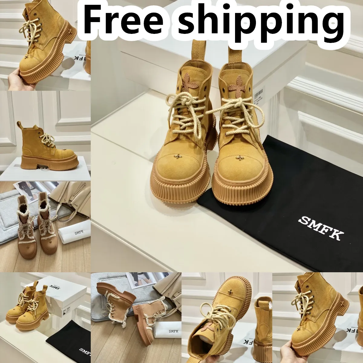 Designer Boots Trendy Women Short Booties Ankel Boot Luxury Soles Womens Party Heel Storlek 35-40 Vandring Desert SMFK GAI Gratis frakt