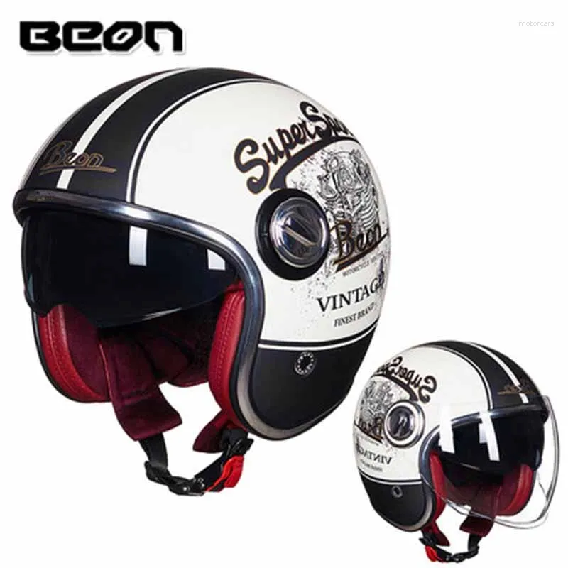 Motorcycle Helmets Casco BEON B108A Vintage Helmet 3/4 Open Face Motocross Casque Moto Capacete Retro