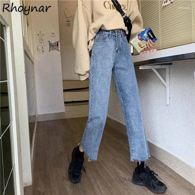 Frauen Jeans Frauen Frühling Denim Weitbein Empire Koreanischer Stil All-Match Lose Vintage Trendy Leisure Chic Solid Female Tender täglich