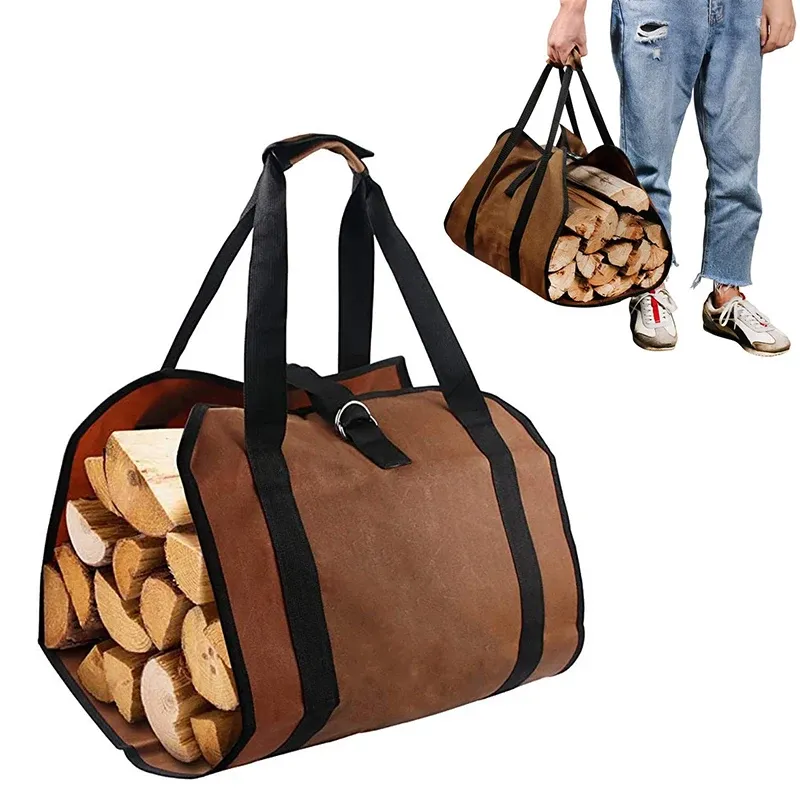 Bolsas de lenha transportador de bolsa de lenha transportador de saco de saco de água resistente a lareira bolsa de armazenamento de armazenamento de grande capacidade para acampamento ao ar livre