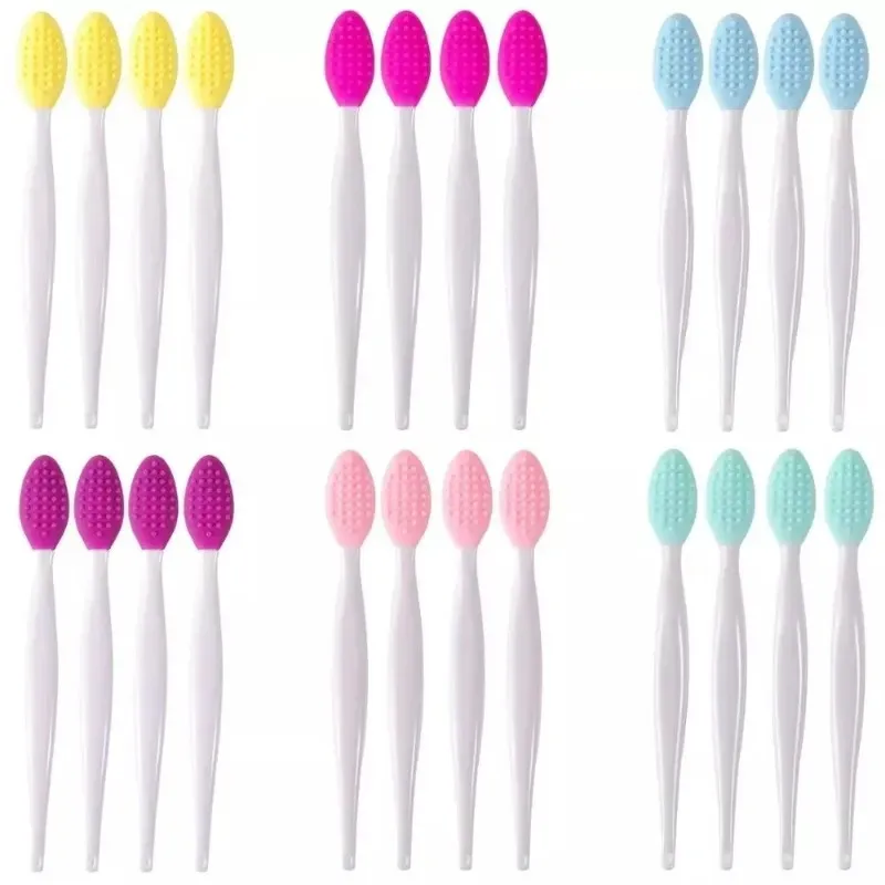 10pcsSoft Blackhead Remover Lip Exfoliating Brush Safe Double-Sided Wash Face Brush Scrub Washing Makeup Brush Blackhead Remover