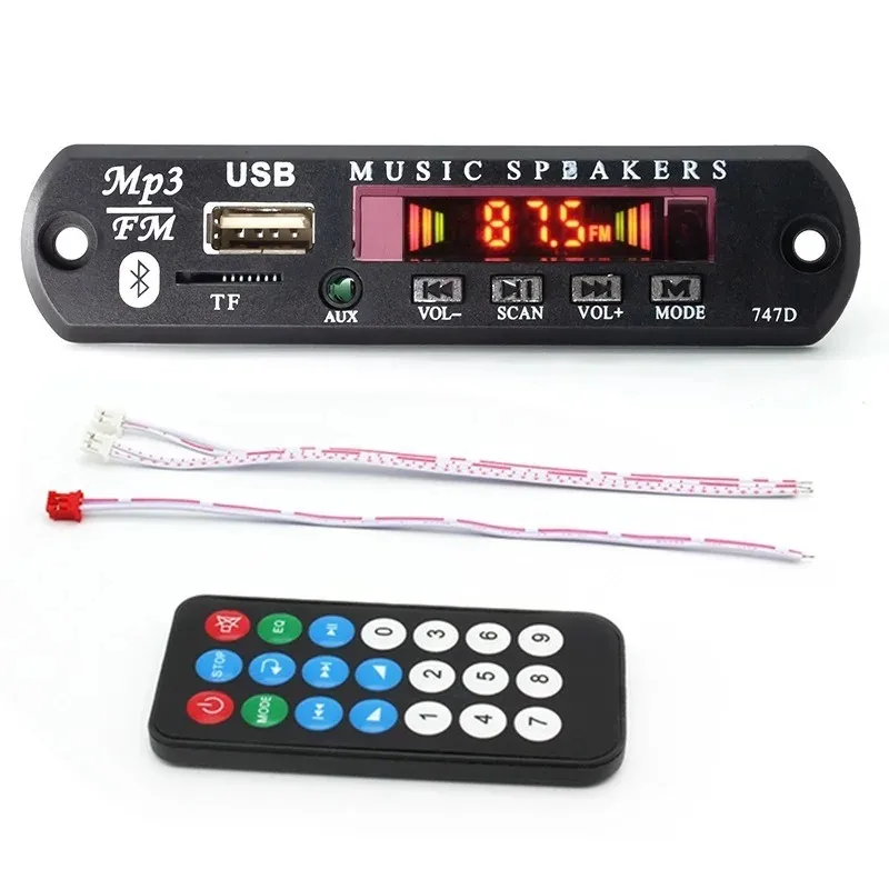 Bluetooth sans fil 5.0 9v-12v MP3 WMA Decoder Board Car Audio USB TF FM Radio Module Color Screen MP3 lecteur avec télécommande