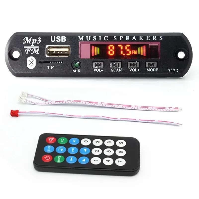 Wireless Bluetooth 5.0 9V-12V MP3 WMA DECODER SCHEDER AUTO AUDIO USB TF FM Modulo Radio Schermata Mp3 Lettore con telecomando