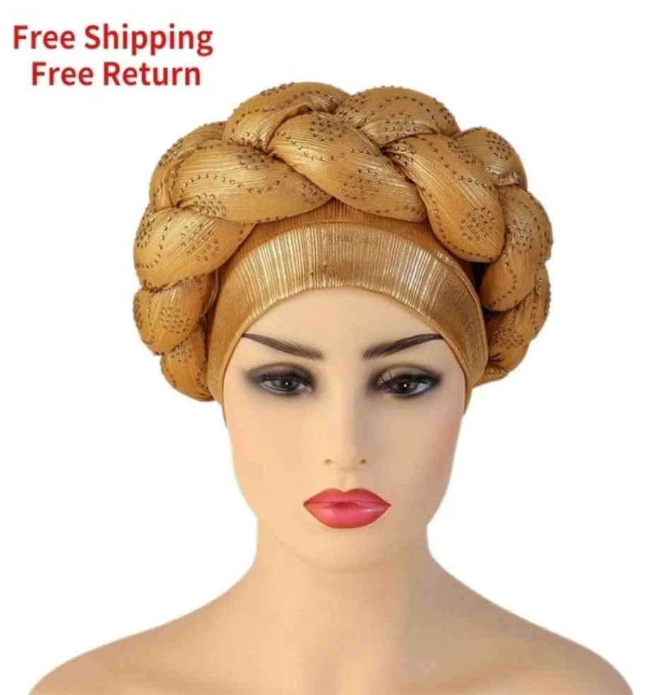 African Hat Pattern Headwrap Hats for Women PreTied Africain Designer Bonnets Turban Knot Aso Oke Africaine Turbante Auto Gele 223323383