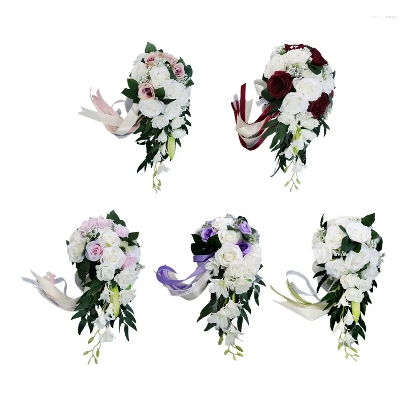 Fleurs décoratives Drop drop rose mariage Bouquet de mariée
