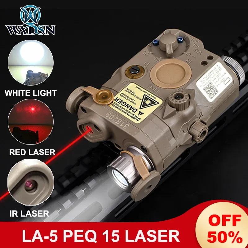 Scopes wadsn Airsoft LA5 PEQ15 Red Laser Sight Ir Poininter LA5C PEQ 15 200lumens White Light Arme Place Lampe pour la chasse au scout de chasse