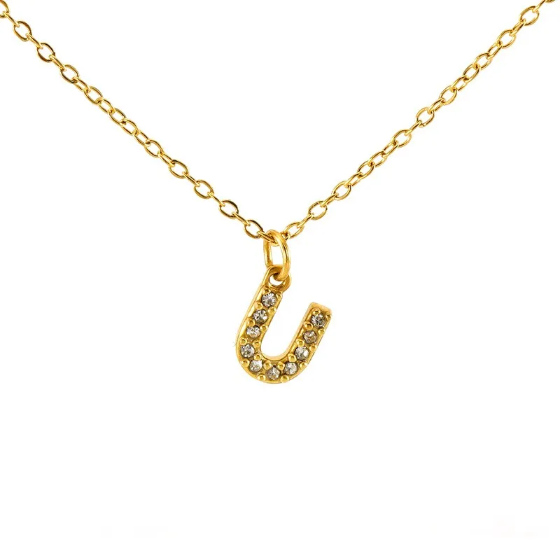 Eerste ketting voor vrouwen of meisjes 18K GOUD GODE Letter Ketting O-Z Hanger Choker ketting trendy gepersonaliseerde kleine initiële ketting sieraden cadeau (a)