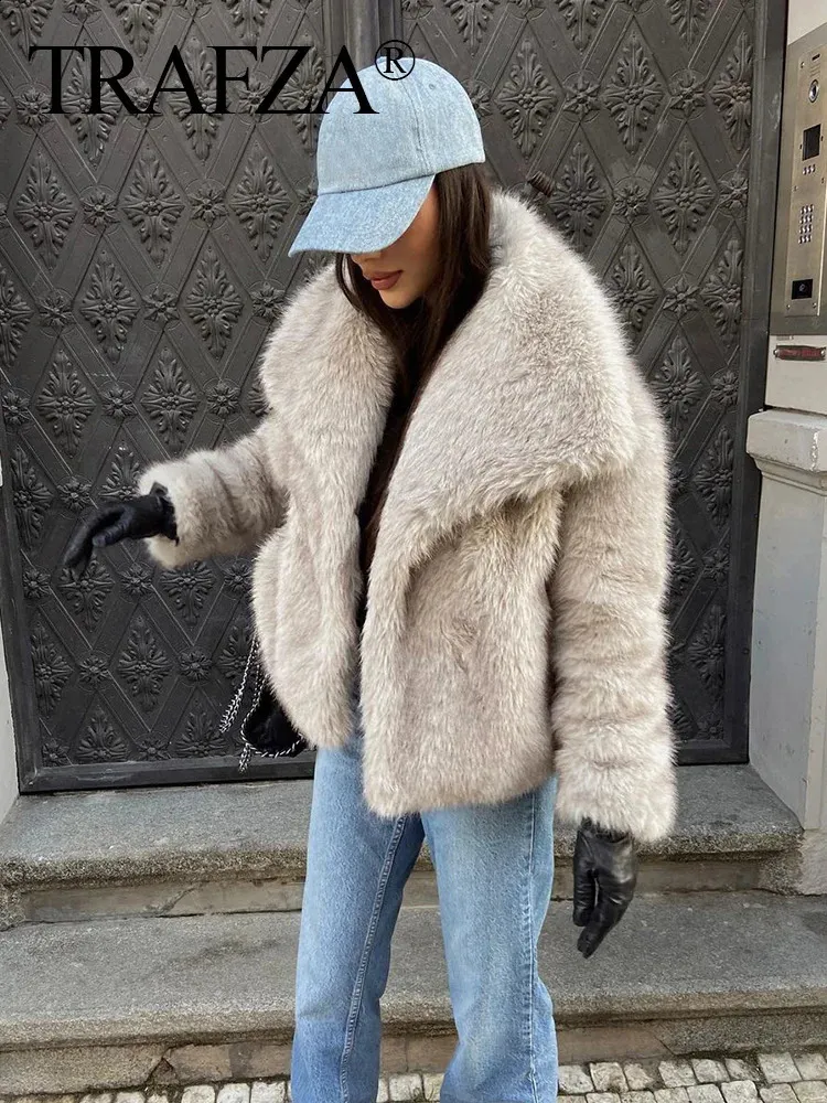 Save Big on Bulk Womens Faux Fur Winter Coat Elegant Women's Faux Fur Coat:  Warm Winter Long Sleeve Thick Jacket With Pockets, Plus Size Faux Fur