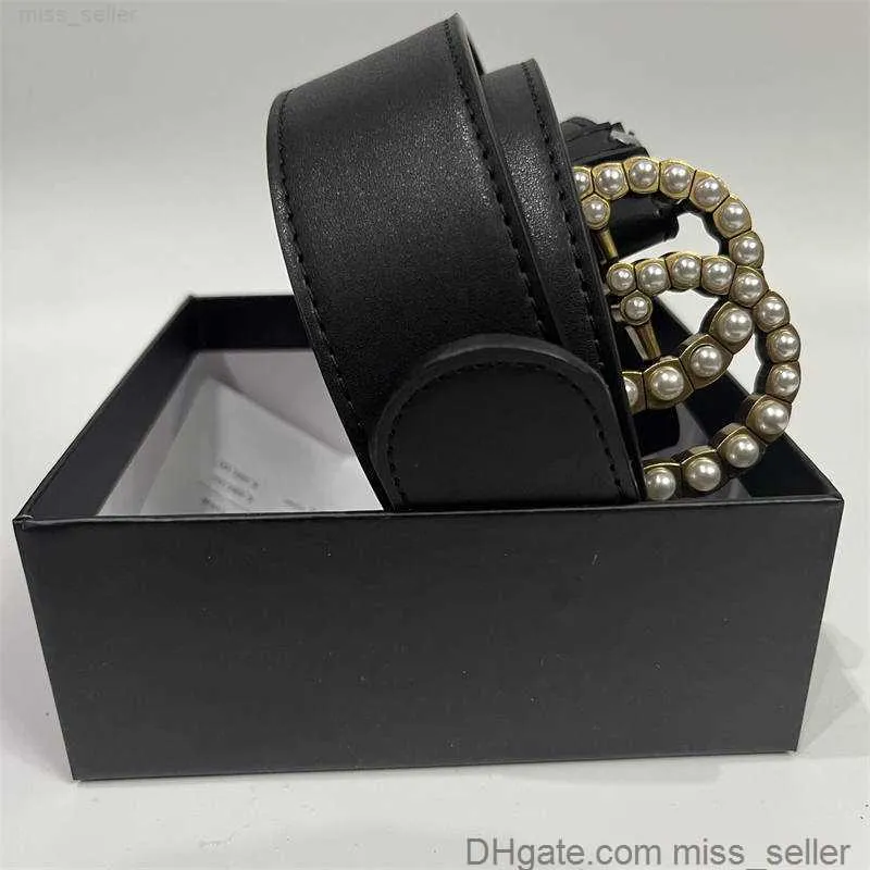 Designer Mens Belt Womens Lace Pearl Diamond Diamond Backle Leather Ceinture High Quality Cowhide Largeur de 3,8 cm de long 95-125 cm 7 Couleurs disponibles