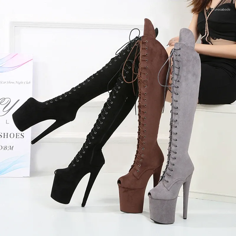 Boots Knee High For Women 20CM Heels Platform Party Shoes Goth Spring Sexy Pole Dancing