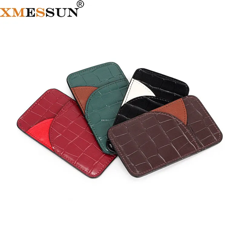 Innehavare XMessun ID -kort Holder Kreditkort Fall Fashion Design Krokodilmönster äkta läderkort Pack Bag Cowhide Skin Slim Wallet