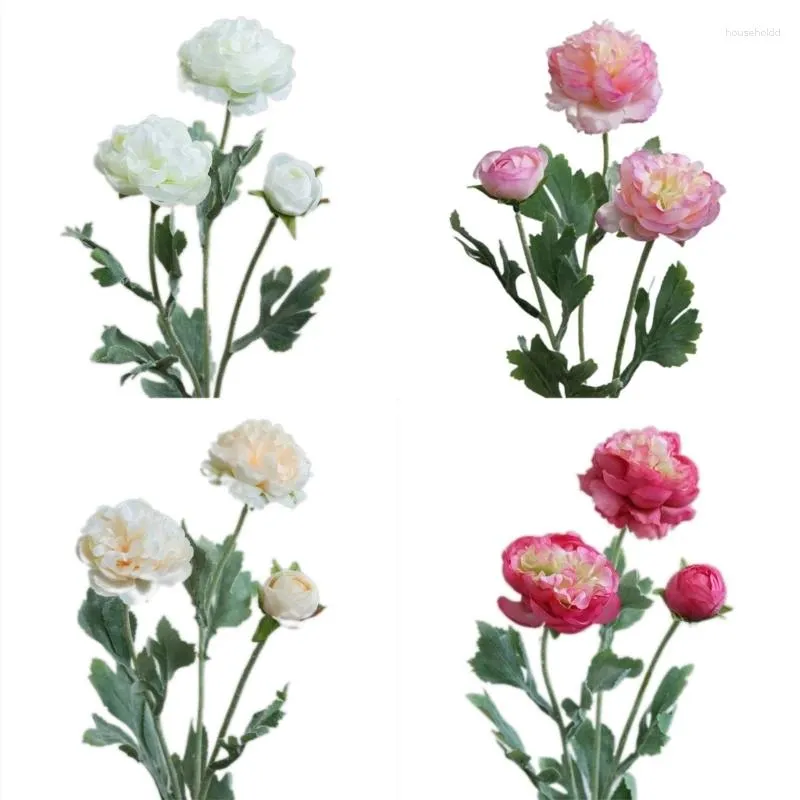 Dekorativa blommor 67JE 38 cm Ranunculus asiaticus för bröllop hemfest dekoration konstgjord