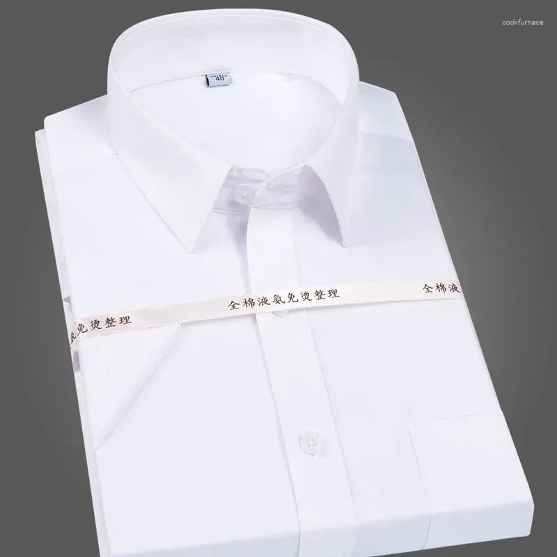 Chemises robes pour hommes Classic non fer à manches courtes à manches simples Pocket Pocket Pocket Rendule résistante-Easy Coton Forme régulier