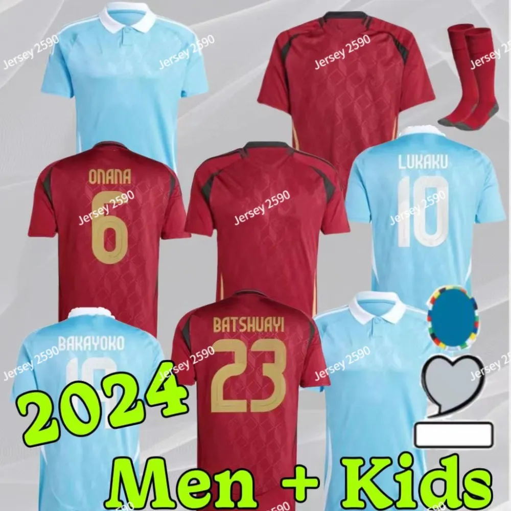 24 25 camisas de futebol de Bruyne Lukaku Trossard 2024 Copa da Copa da EURO Camisa de futebol da equipe nacional 2025 Kit para crianças.