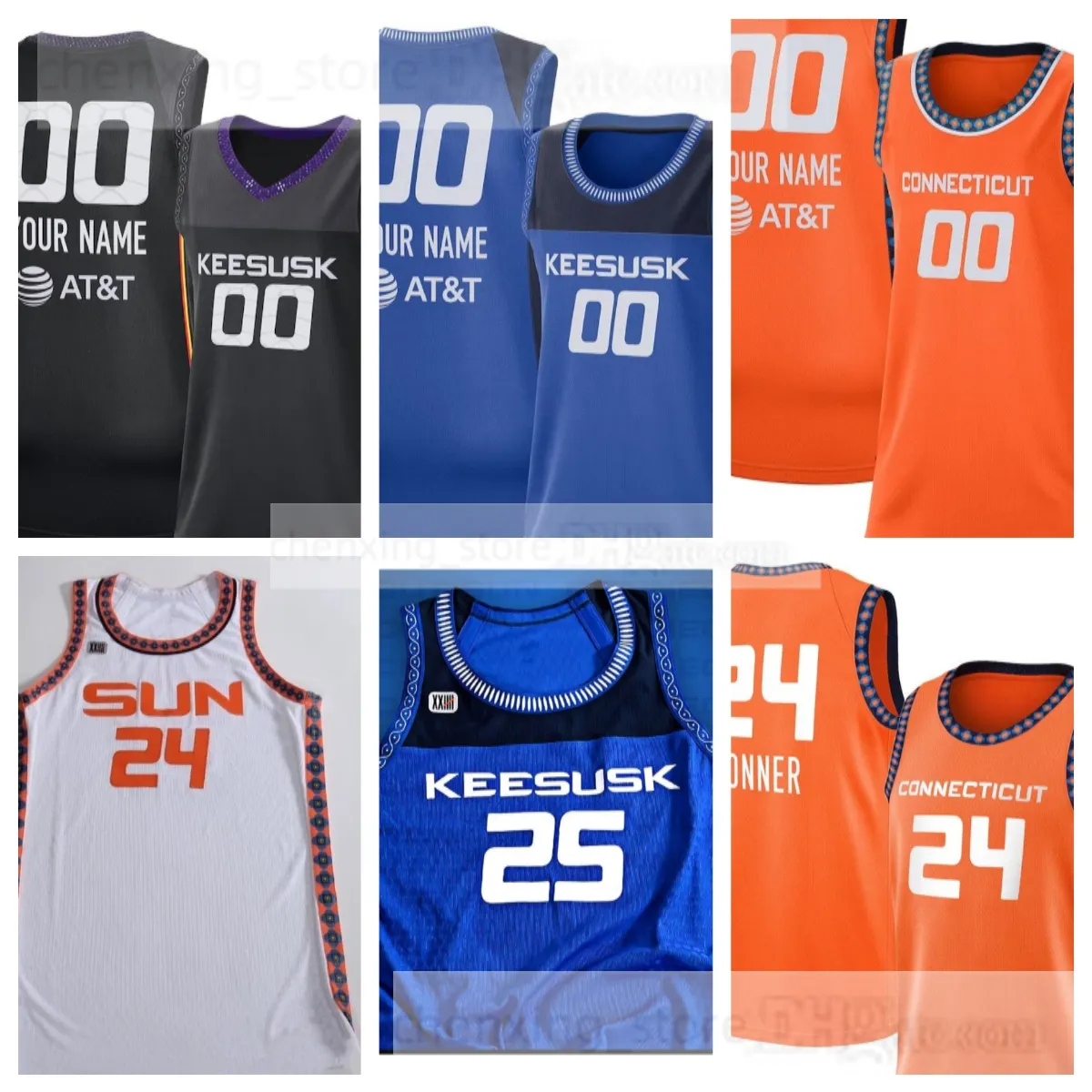 Maglie da basket personalizzate Sun 42 Brionna Jones 25 Tiffany Mitchell 11 Shey Peddy 5 Kianna Smith 25 Alyssa Thomas 24 Sydney Wiese 13 Jocelyn Willoughby