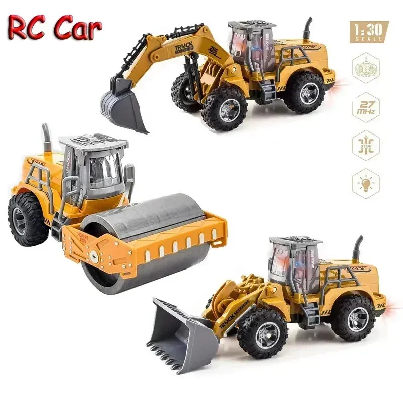 RC Children Toys for Boys Control Controlc Samochód zabawka Koparka Buldozer Roller Radio Inżynieria Prezent 240417