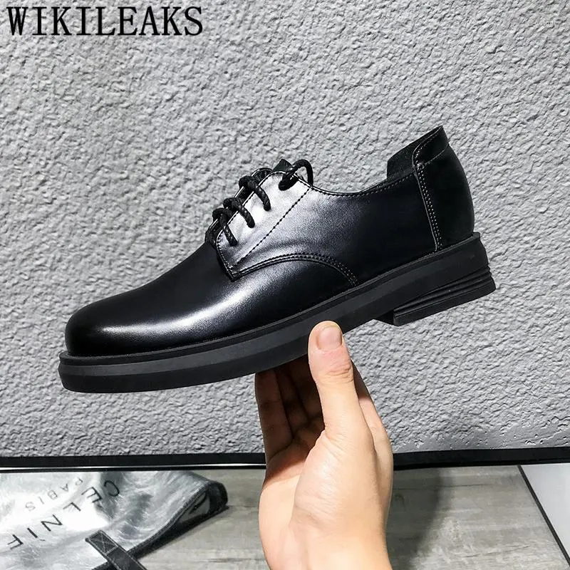 DHgate Black Genuine Leather Oxfords Harajuku Punk Creepers Low Heel Platform Shoes Shoes Accessories