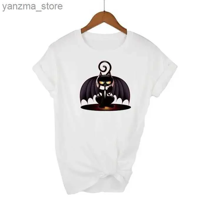 Camiseta feminina desenho animado da moda Cat impressão casual harajuku t-shirt verão verão slve o-gola barata