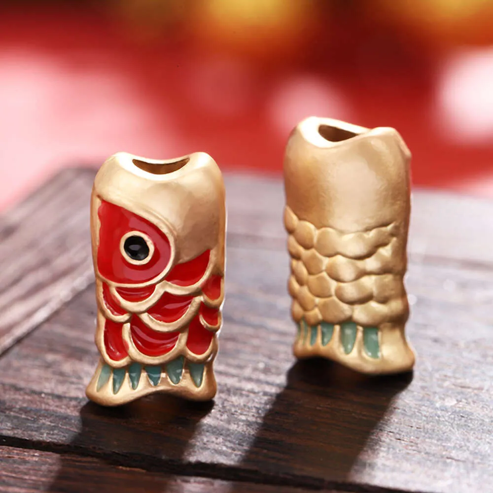 geomancy accessory Traditional Chinese Style, Big Hole Auspicious Luck, Koi Carp Transportation Beads, DIY Bracelets, Jewelry Accessories