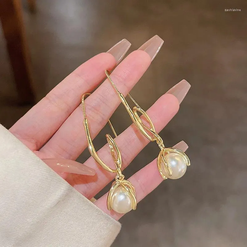 Bengelen oorbellen mode charmante Koreaanse parel voor vrouwen geknoopte drop -sieraden