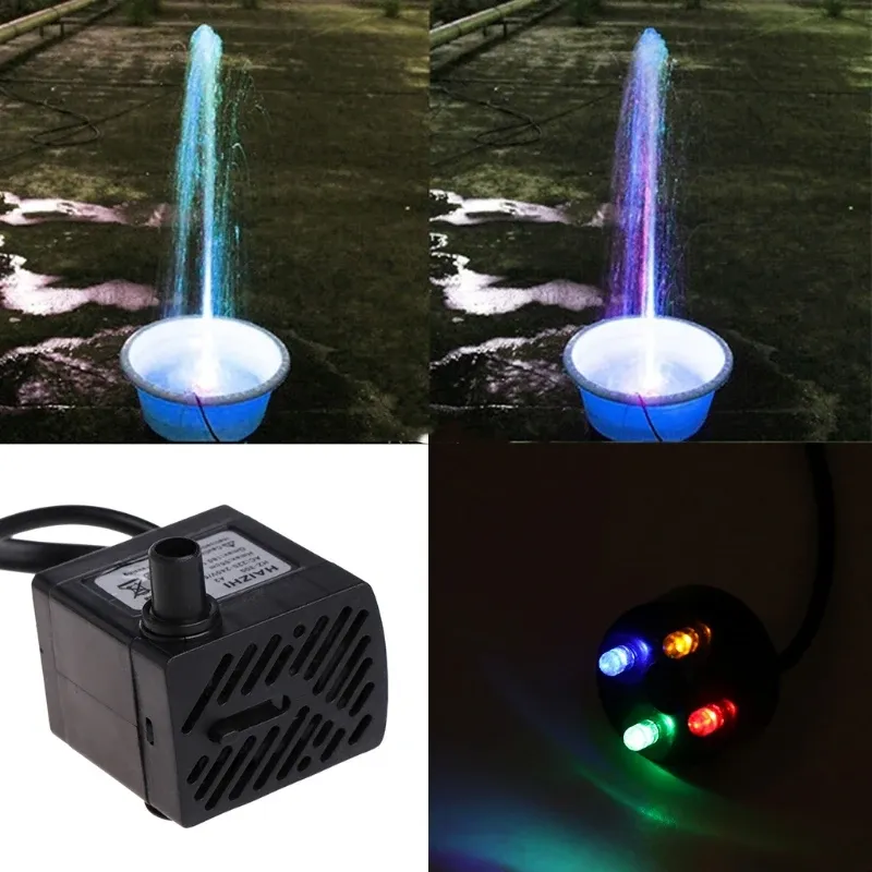 Tillbehör Aquarium 220V 3W Submersible Water Pump LED Fish Tank Fountain Fish Pond Tank EU Plug Aquario Water Pumps Fish Aquatic Pet Kit