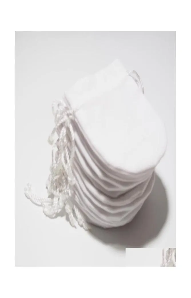 Bolsas de joalheria bolsas iniciações de 10pcs bolsas de substituição branca para colar de grãos de charme Brincos de pingente de pingente de anel de embalagem DHIFO8871559