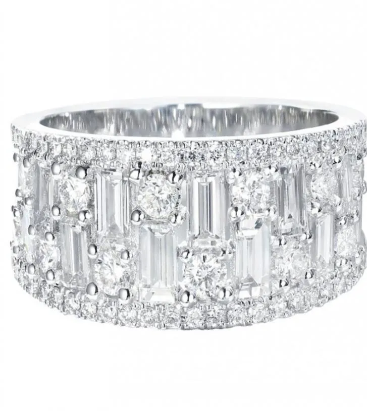 Sparkling Luxury Sieraden 925 Sterling Silver T Princess Cut White Topaz CZ Diamond Gemstones Eternity New Women Wedding Bridal Rin5946680