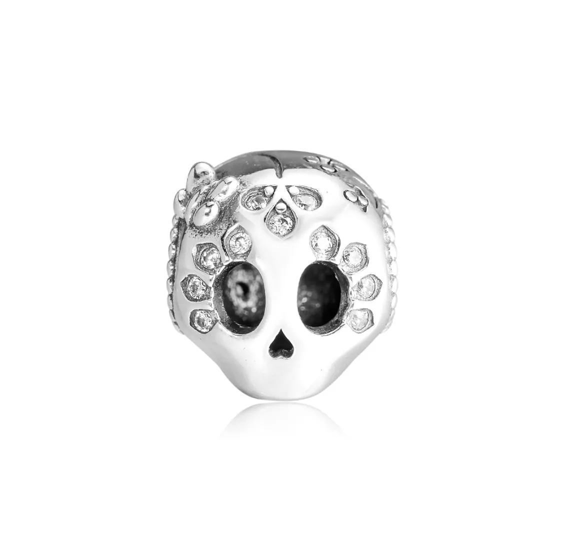 2019 Spring 925 Sterling Silver Jewelry Sparkling Skull Charm Beadsは、女性用のブレスレットネックレスにぴったり4458731