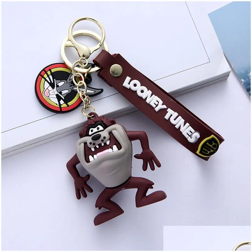 Anime Manga Fashion Pvc Kawaii Kids Keyring Chain 3D Animal Key Cartoon Creative Bugs Bunny Keychain Drop Delivery Toys Gifts Action F Dhu6L