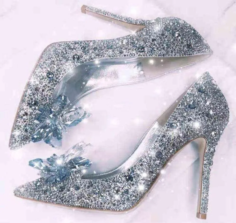 2021 Nieuwste schoenen Rhinestone High Heel Women Pumps Pointed Toe Woman Crystal Party Trouwschoenen 5cm7cm9cm W2203072170346