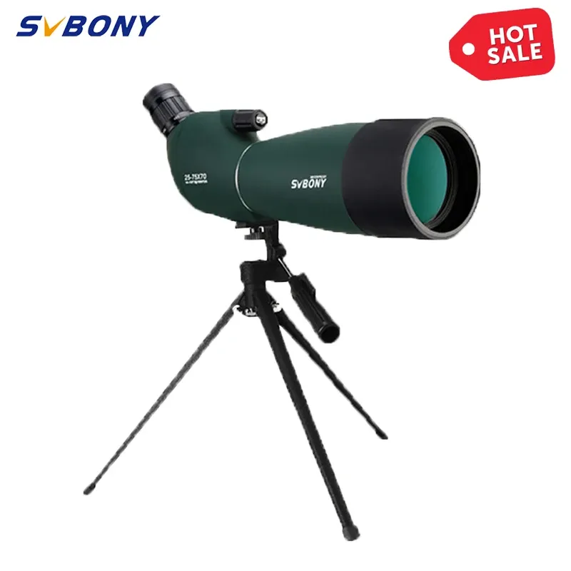 Телескопы Svbony SV28 50/60/70 Spotting Scope Zoom Telecope Мощный водонепроницаемый длиннопользованный Porro Prism для стрельбы для кемпинга оборудования