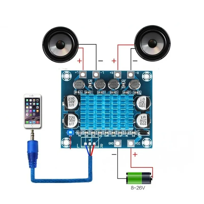 XH-A232 30W + 30W Module de subwoofer numérique Module audio haut-parleur Double canal Bass Bass Mp3 Power Part Part Accessoire