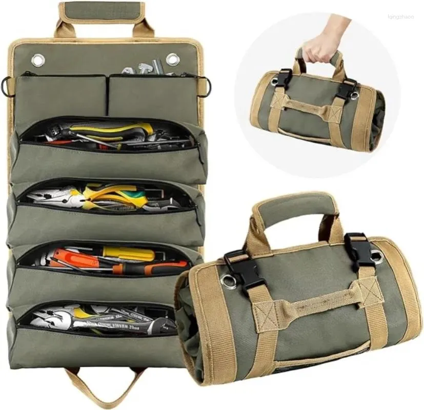 Storage Bags Tool Roll Bag Organizers Electrician Kit Roll-type Easy Carry Hanging Vehicle-mounted Multifunctional Hardware Gift