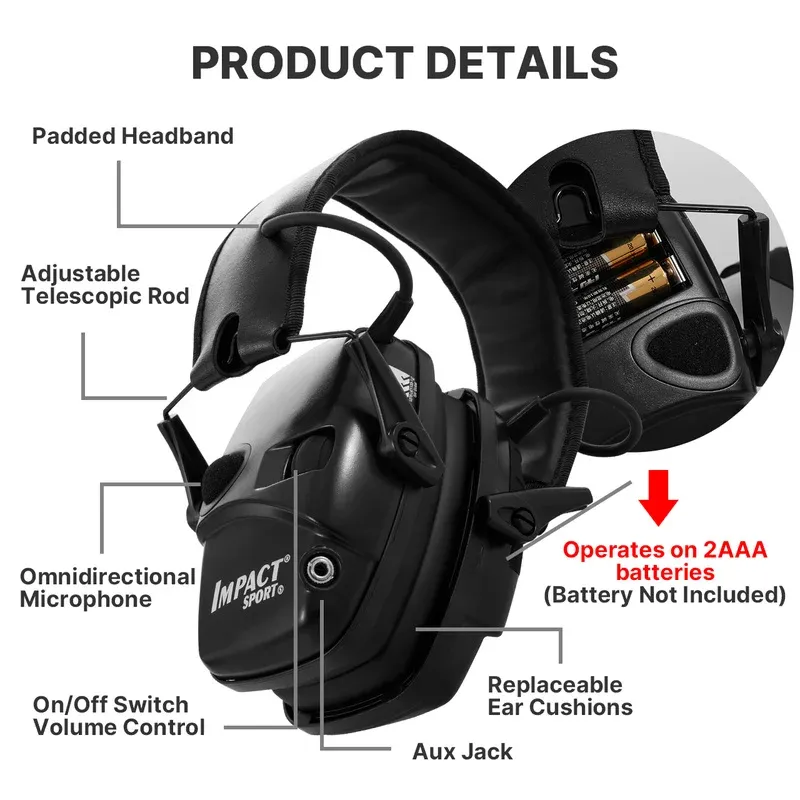 Auricolare auricolari tattici tiro elettronici auricolare sport all'aperto in cuffia antinoise amplificazione del suono cuffia protettiva per l'udito