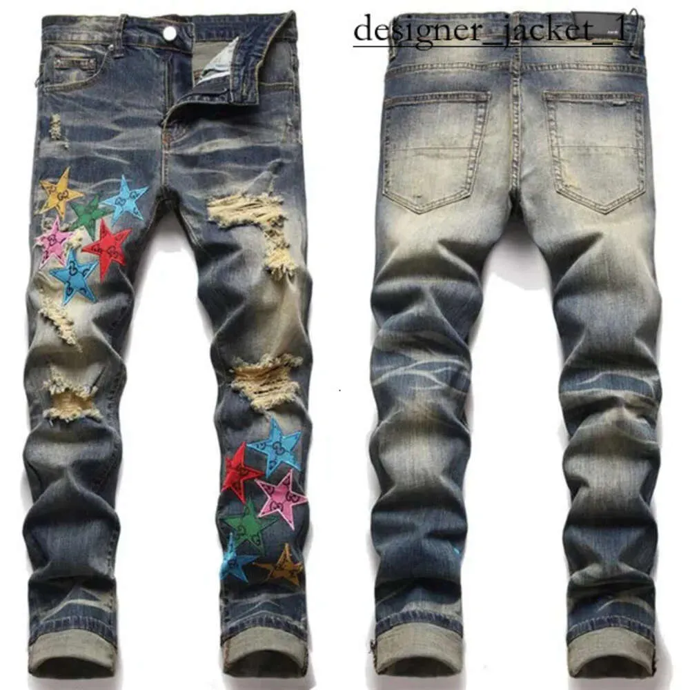 Amirir Jeans Designer de luxe de haute qualité Ksubi Jeans Street Trendy Rock Amirir Jeans Hommes Motocycle Pantalon de jean brodé