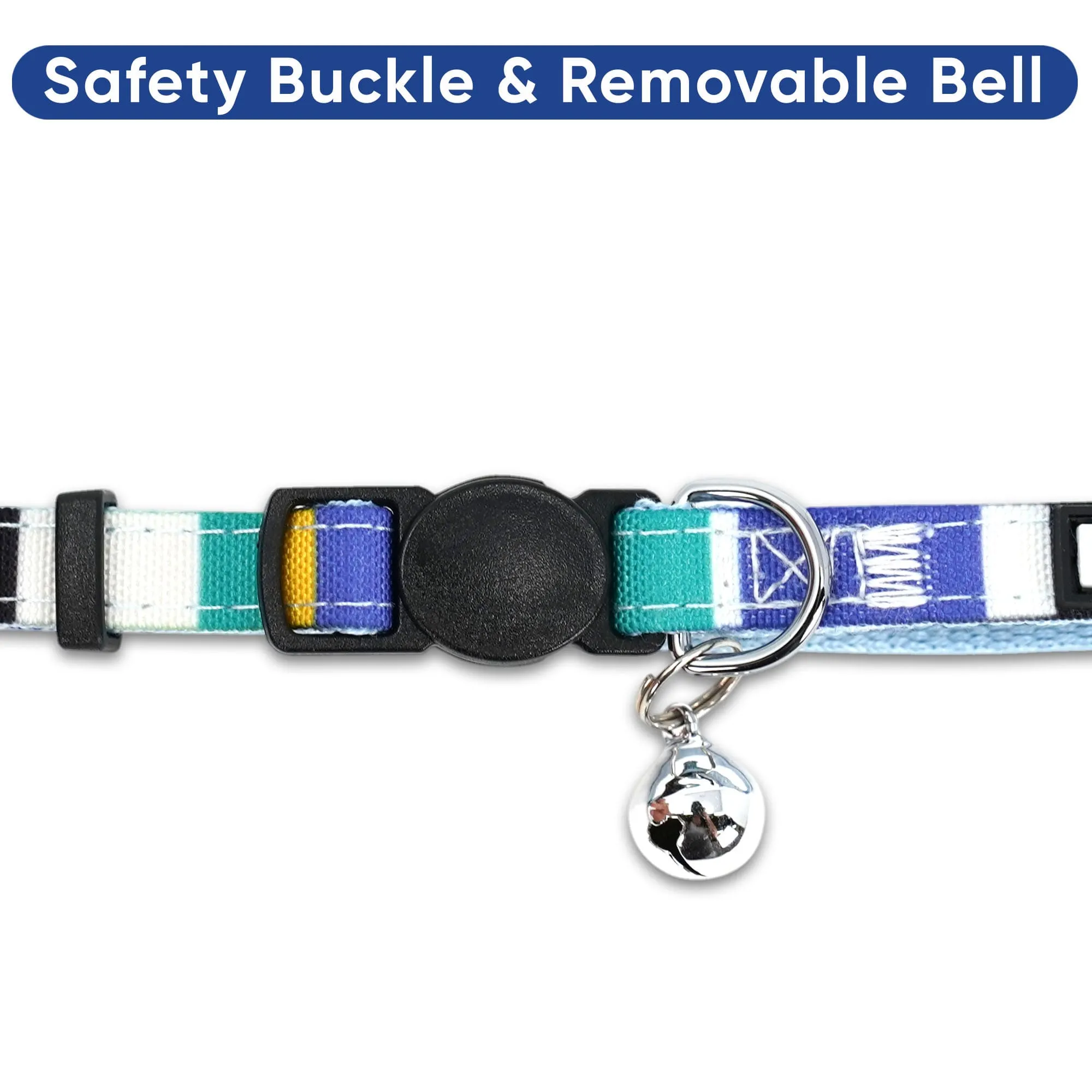 thumbnail image 2 of 8 Colors Pet Cat Dog Necklace Safety Buckle Small Dog Patch Cloth Bell Collar Pu 2 of 14