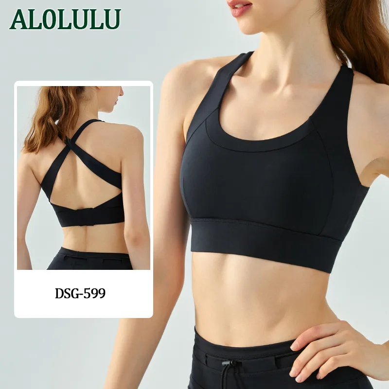 Al0lulu Women's Sports Vest Fitness Fonctionnement du soutien-gorge de sports de yoga élastique élevé