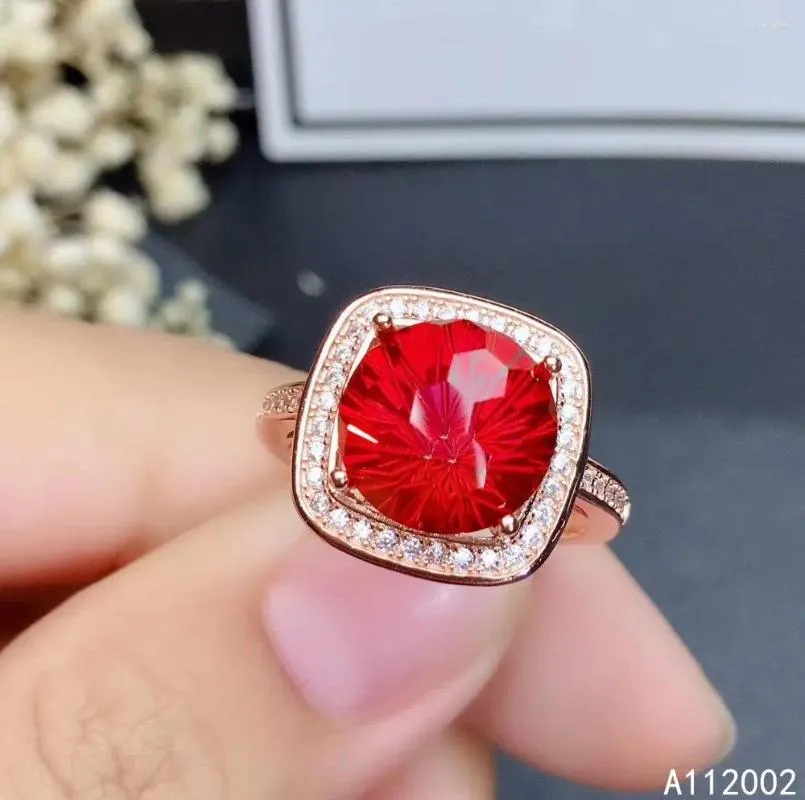 Cluster anneaux kjjeaxcmy fine bijoux naturel rouge topaz 925 Test de soutien aux femmes sterling argent sterling charmant