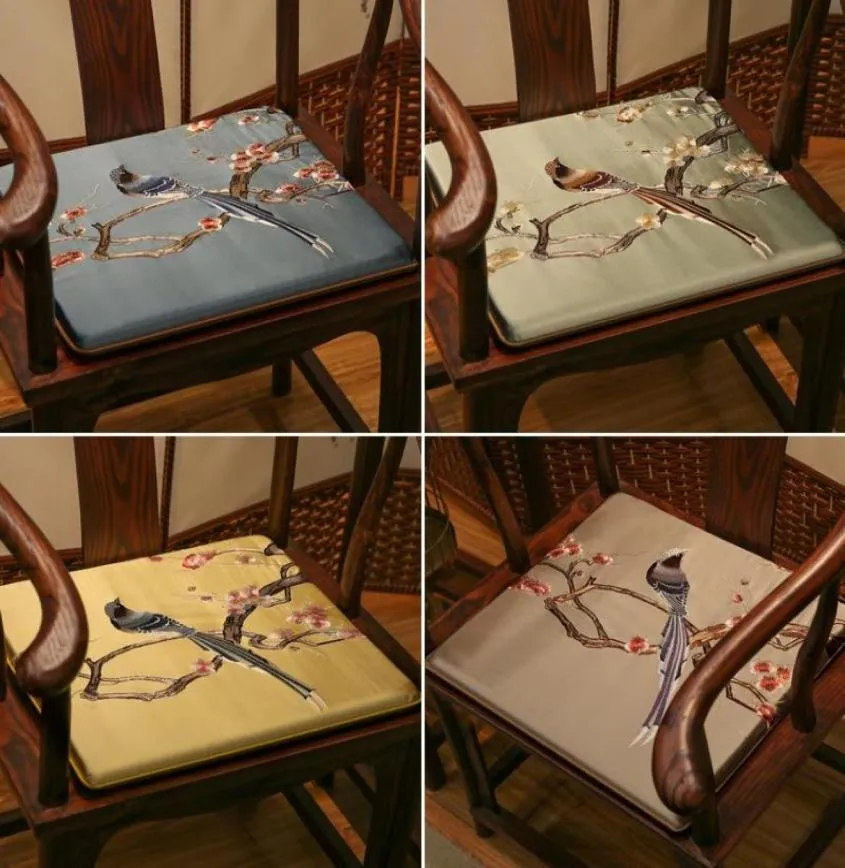 Kissendekorative Kissen Magpie Sticked Chinese Style Seat Cishion Highgrade Nonslip Stuhl Yellow Blue Birds Tatami Home DE6332703