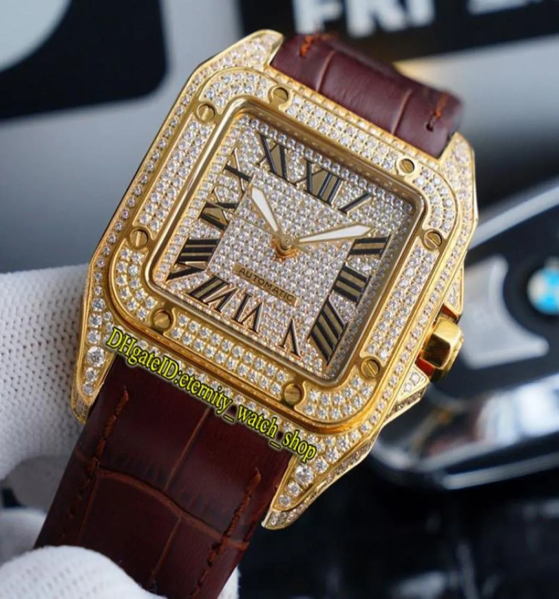 TWF V12 WGSA0029 WGSA0027 Gypsophila Diamonds Diamments Japan Miyota 8215 Automatic Mens Watch Iced Out Full Diamond Inclay Case Leather3974708