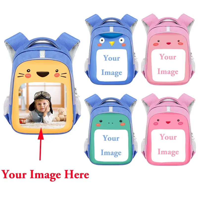 Backpacks Customize Your Image Backpack for Teen Boys Girls Cartoon Animals dinosaurs Kids Schoolbag Primary Student Bookbags kid Mochila