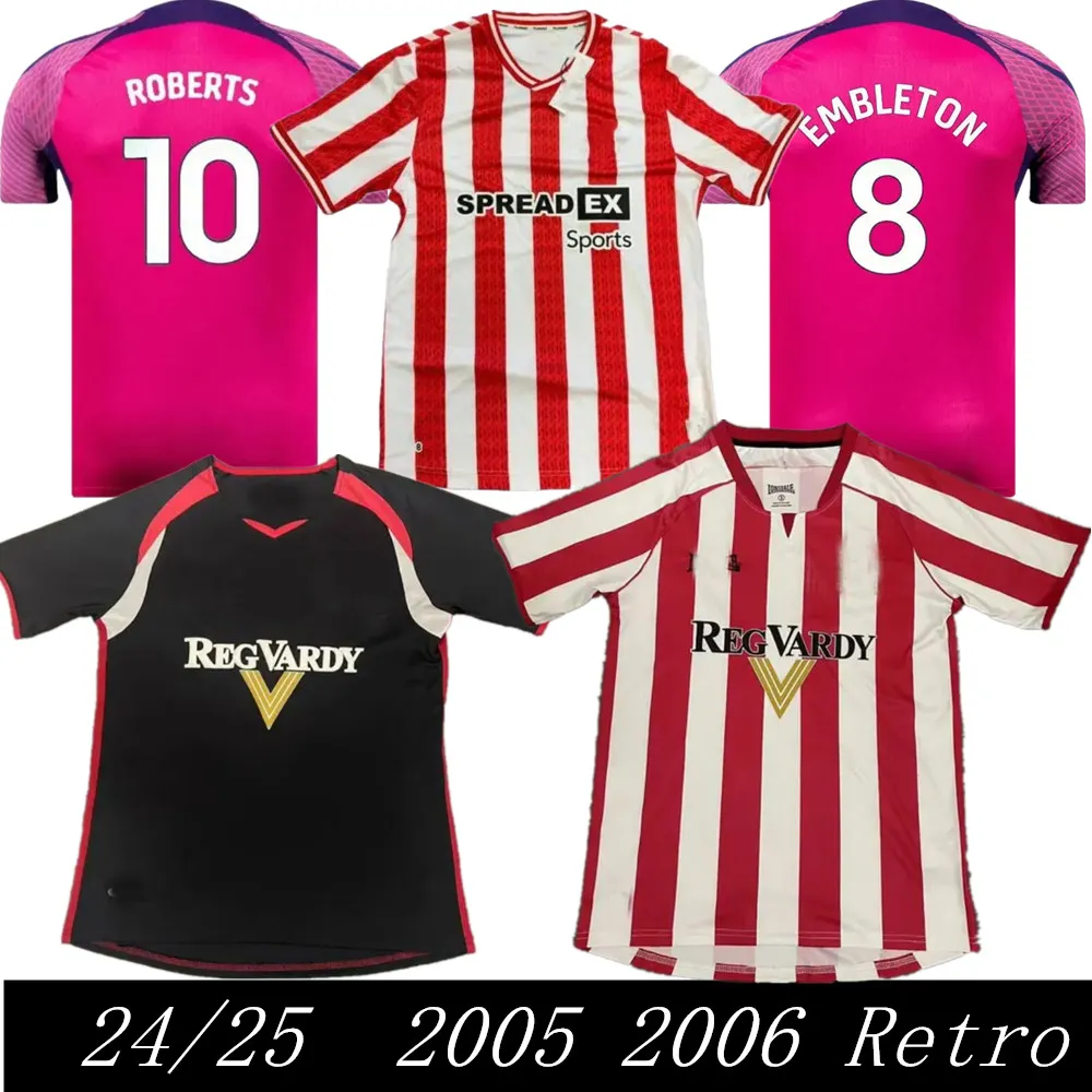 Spots Sunderland Retro 24 25 1994 1993 Jaune 1992 2005 2006 Jersey de football Stewart Simms Roberts Amad Clarke Dajaku Ebleton 92 93 94 05 06 Shirt Football Pritchard