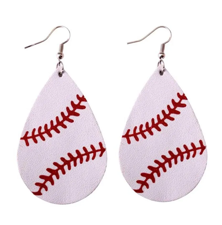 Personlig baseballläder örhängen kvinnor sport neon grön softball teardrop örhängen mode smycken5926304