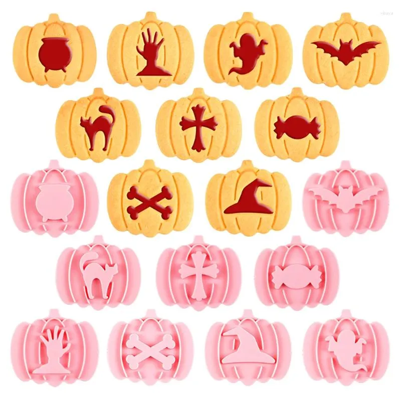 Baking Tools 9pcs/Set Halloween Pumpkin Cookie Cutter Mold DIY Cartoon Pattern Fondant Frosting Biscuit Mould Accessories Tool