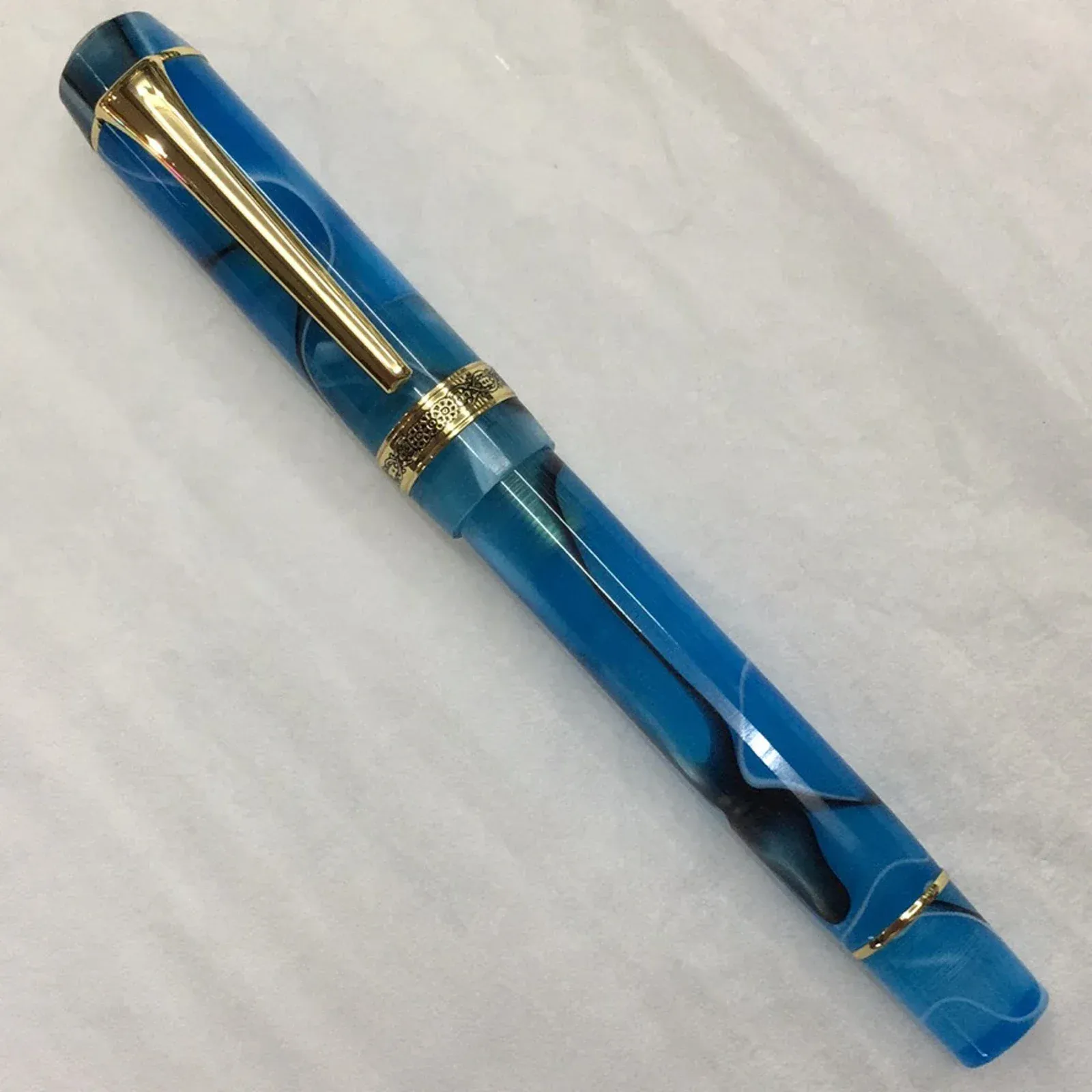 Pennor Kaigelu 316A Marble Blue Acrylic Celluloid Fountain Pen Iridium Ef F M NIB Classic Pen Beautiful Business Gitf PenS Stationery