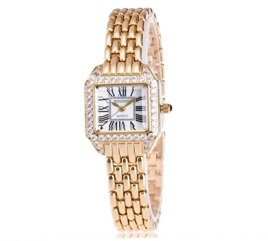 2021 Moda Rhinestone Watches Mulheres Pulseira de aço inoxidável Relógio Ladies Quartz Dress Brand1659327