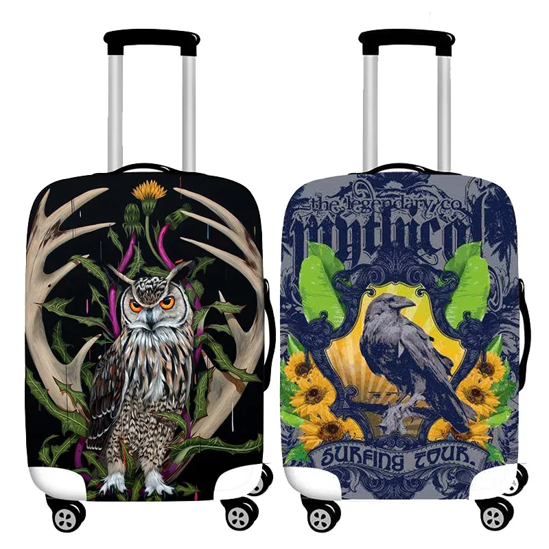 Accessories Cute Owl Pattern Luggage Cover Quality Elastic Hand Cart Baggage Cover 19 To 32 Inch Suitcase Case Dust Cover Travel Accessories