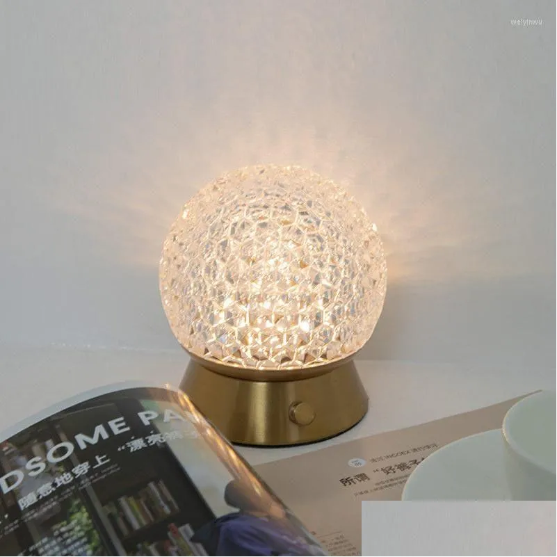 Table Lamps Deco Noel Crystal Bedside Lamp Nordic Decor Ceramic Stone Taccia Handmade Drop Delivery Dhsfi